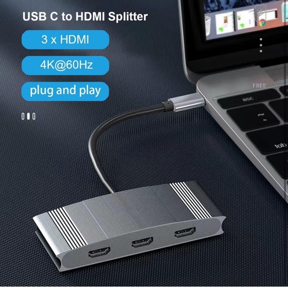 USB C to 3 HDMI Adapter,Type C Multi Monitor 3 Port, - Picture 2 of 6